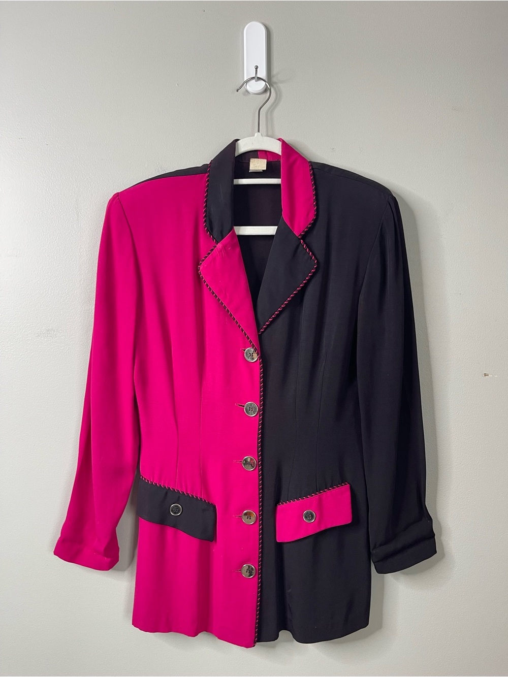 Vintage Two-Tone Pink & Black Blazer Jacket Sz 4